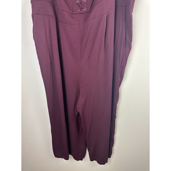 NWT Torrid Challis Lace Up Culotte Jumpsuit Burgundy Winetasting Plus Size 3 3X - Picture 11 of 16